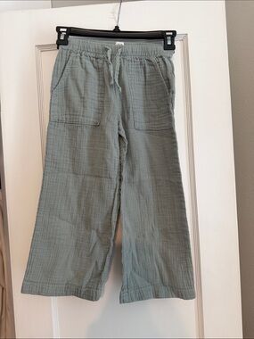 GAP Cotton Gauze Wide-Leg Pants - Sage